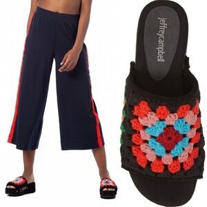 Jeffrey Campbell Nonna Crochet Multi Color Contemporary Boho Platform Shoes